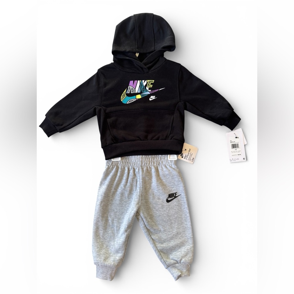 Nike 2-Piece Hoodie & Jogger Set – 12 Months – Black/Gray – NWT